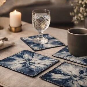 Hand dyed 7x7 single coaster – Indigo Batik Coaster Collection (BA-11)